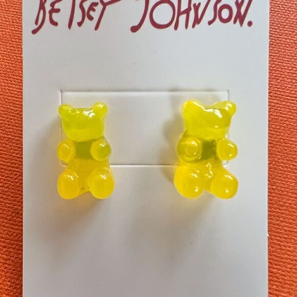 💛 Betsey Johnson lemon yellow gummy bear stud earrings 💛 - Picture 3 of 5
